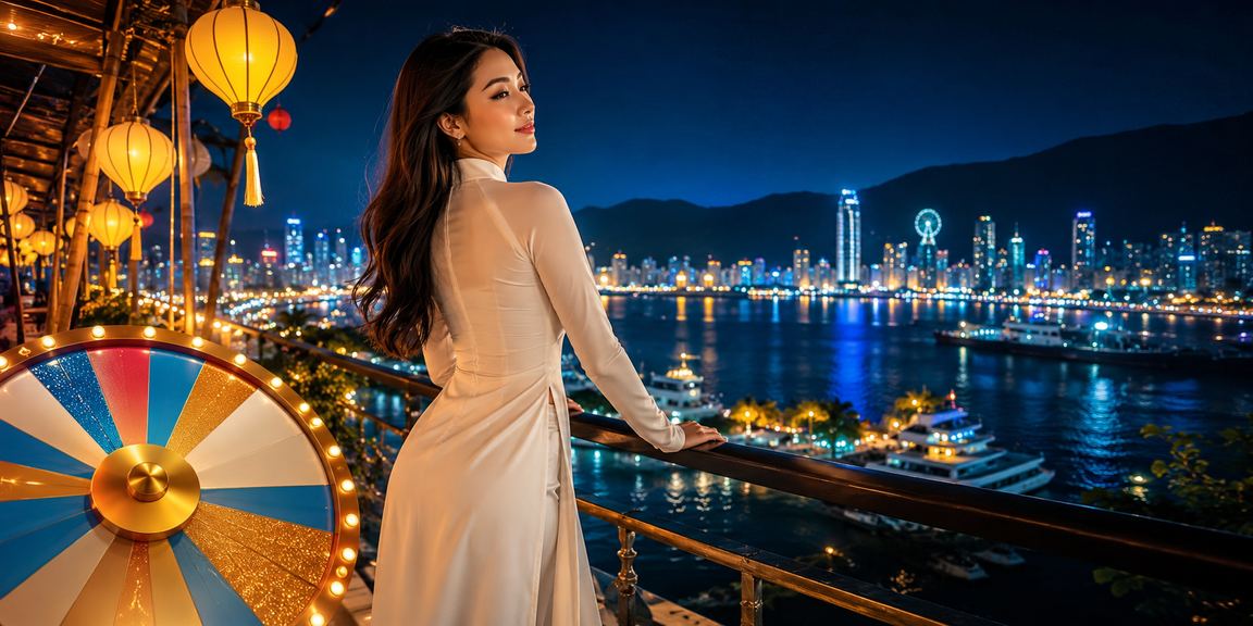 Thiếu nữ áo dài Hội An tham gia chương trình quay số may mắn